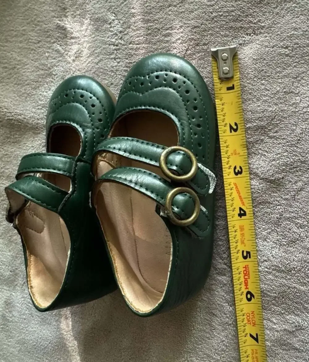 MG Baby Green Vintage Wingtip Mary Jane Toddler Shoes